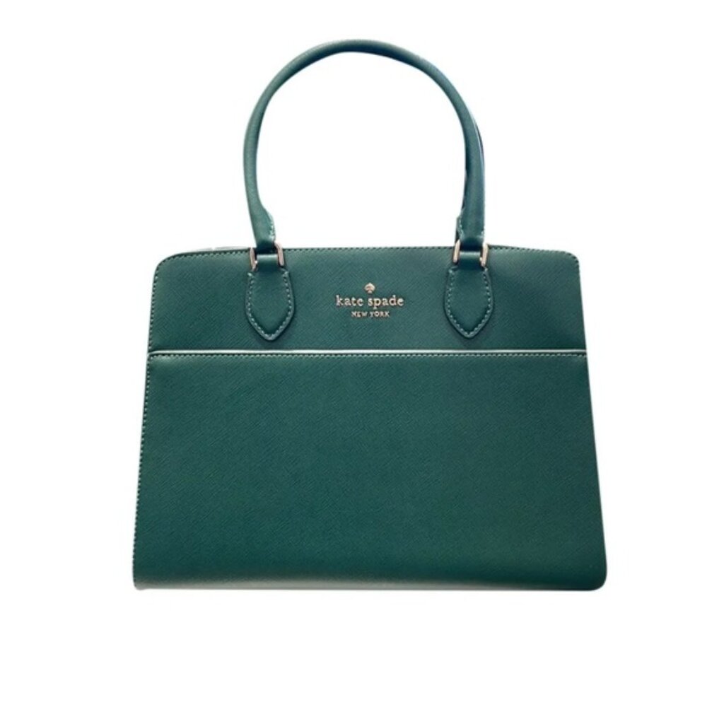 Kate Spade Hunter Green Womens Bag Leather Satchel With Yellow